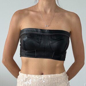 Calvin Klein collection leather and silk top size 2